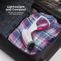 Swan Handheld Garment Steamer 1100W 250ml Water Tank Removable Fabric Brush White And Pink