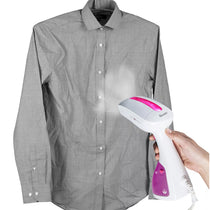 Swan Handheld Garment Steamer 1100W 250ml Water Tank Removable Fabric Brush White And Pink