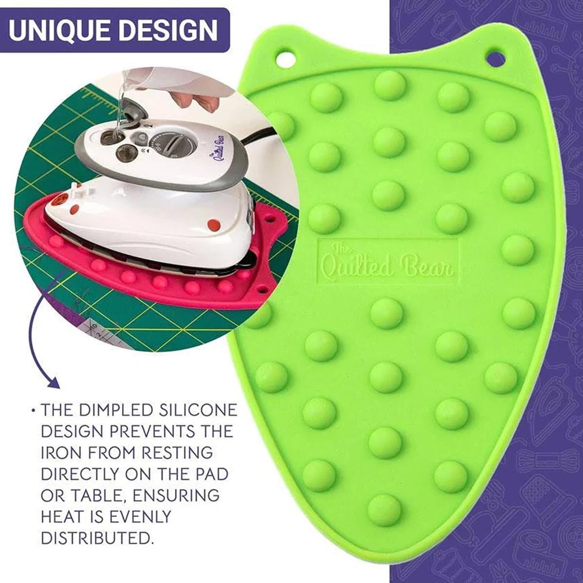 The Quilted Bear Mini Iron Rest Silicone Heat Resistant Iron Pad For Quilting And Crafts Lime Green Secondary image