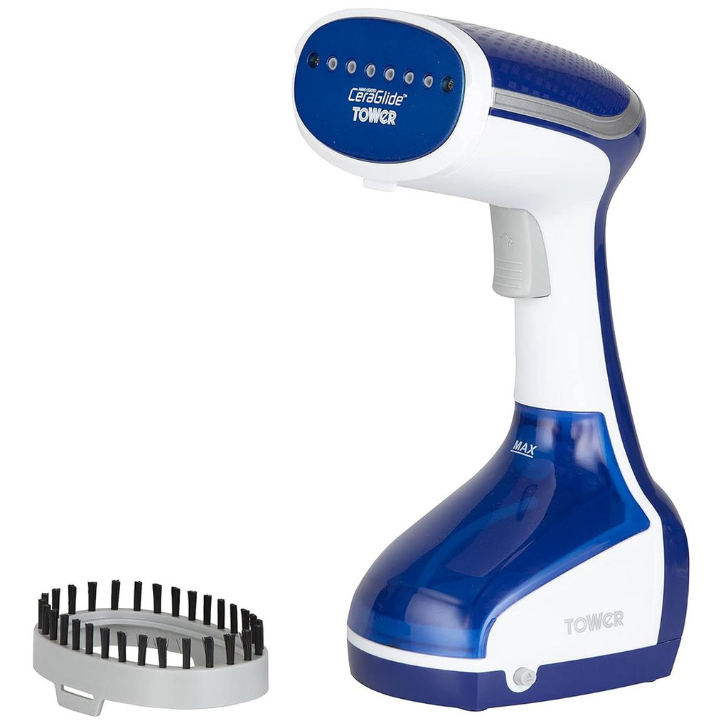 Tower Garment Steamer 1000W Handheld Clothes Steamer With Ceramic Soleplate 200ml Tank Blue And White