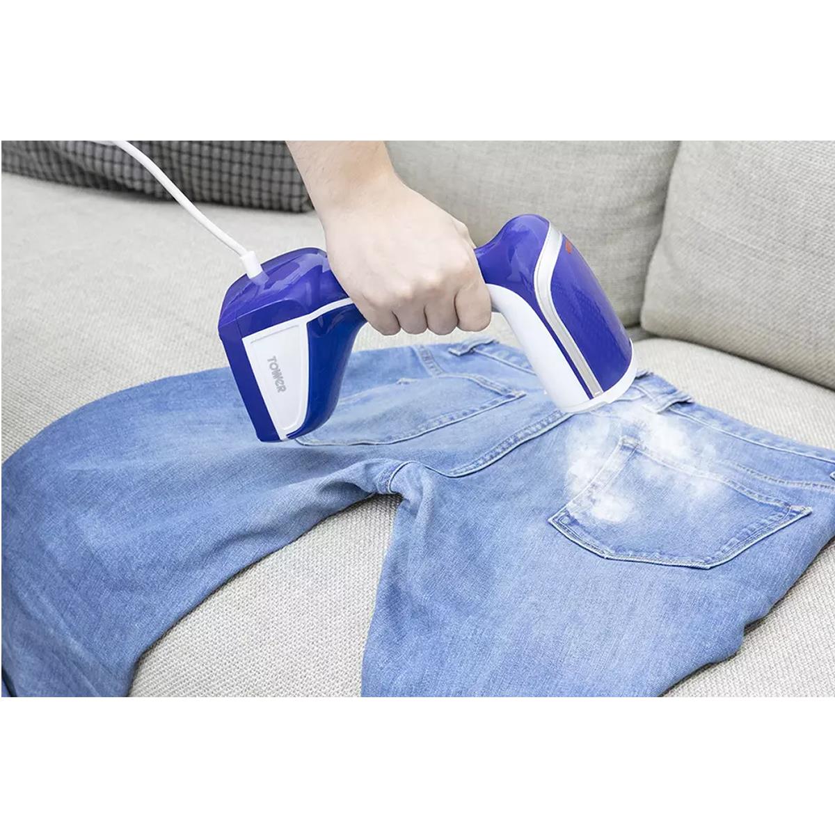Tower Garment Steamer 1000W Handheld Clothes Steamer With Ceramic Soleplate 200ml Tank Blue And White