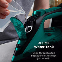 Tower Ceraglide 2400W Cordless Steam Iron With Ceramic Soleplate 360ml Water Tank Variable Steam Teal
