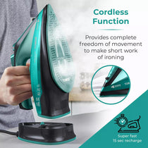 Tower Ceraglide 2400W Cordless Steam Iron With Ceramic Soleplate 360ml Water Tank Variable Steam Teal