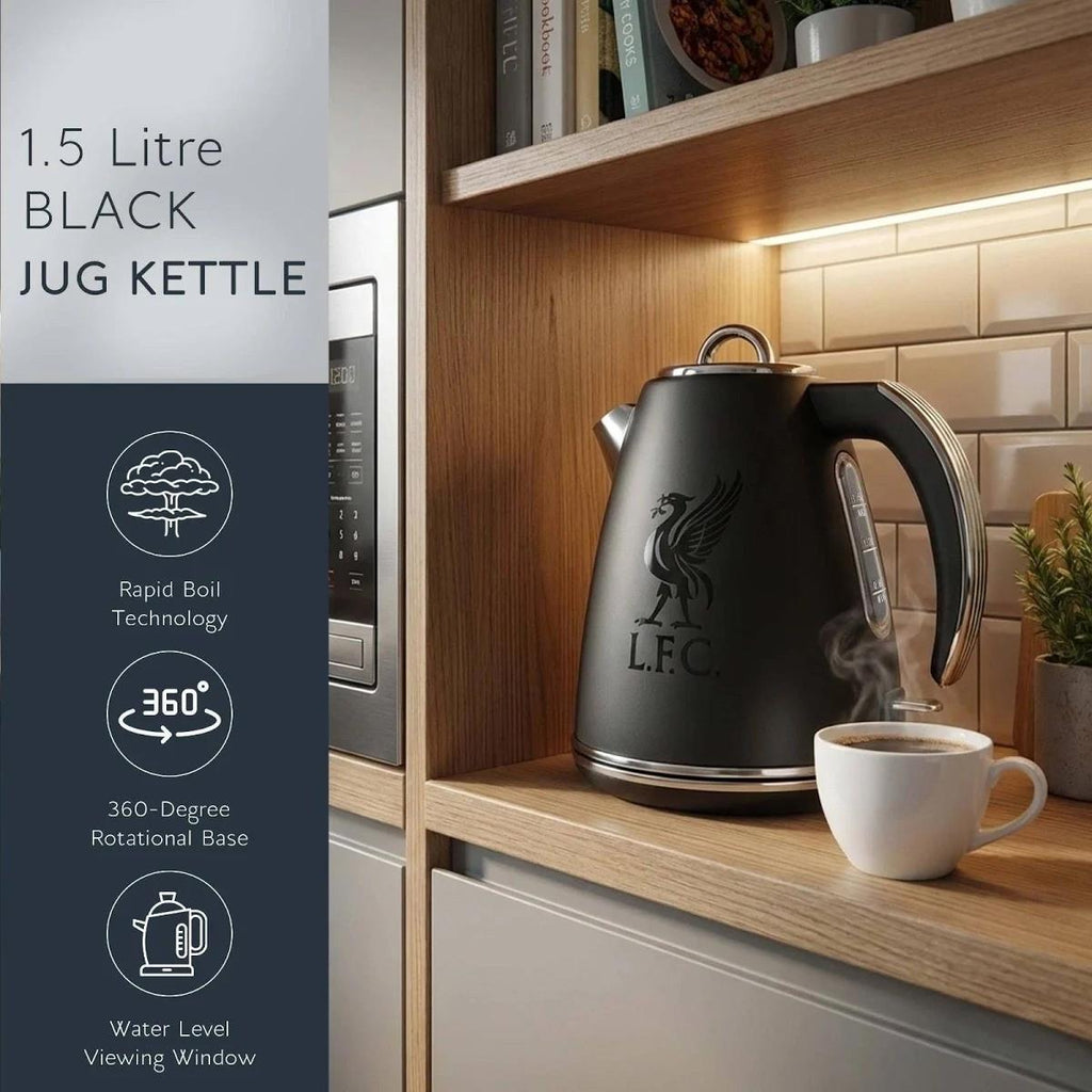 Swan Official Liverpool FC Retro Jug Kettle 3000W 1.5 Litre Stainless Steel Black