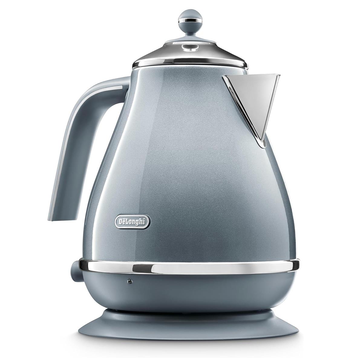 Delonghi Icona Metallics Electric Jug Kettle 3000W 1.7 Litre Stainless Steel Removable Anti-Scale Filter Azure Blue
