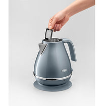 Delonghi Icona Metallics Electric Jug Kettle 3000W 1.7 Litre Stainless Steel Removable Anti-Scale Filter Azure Blue