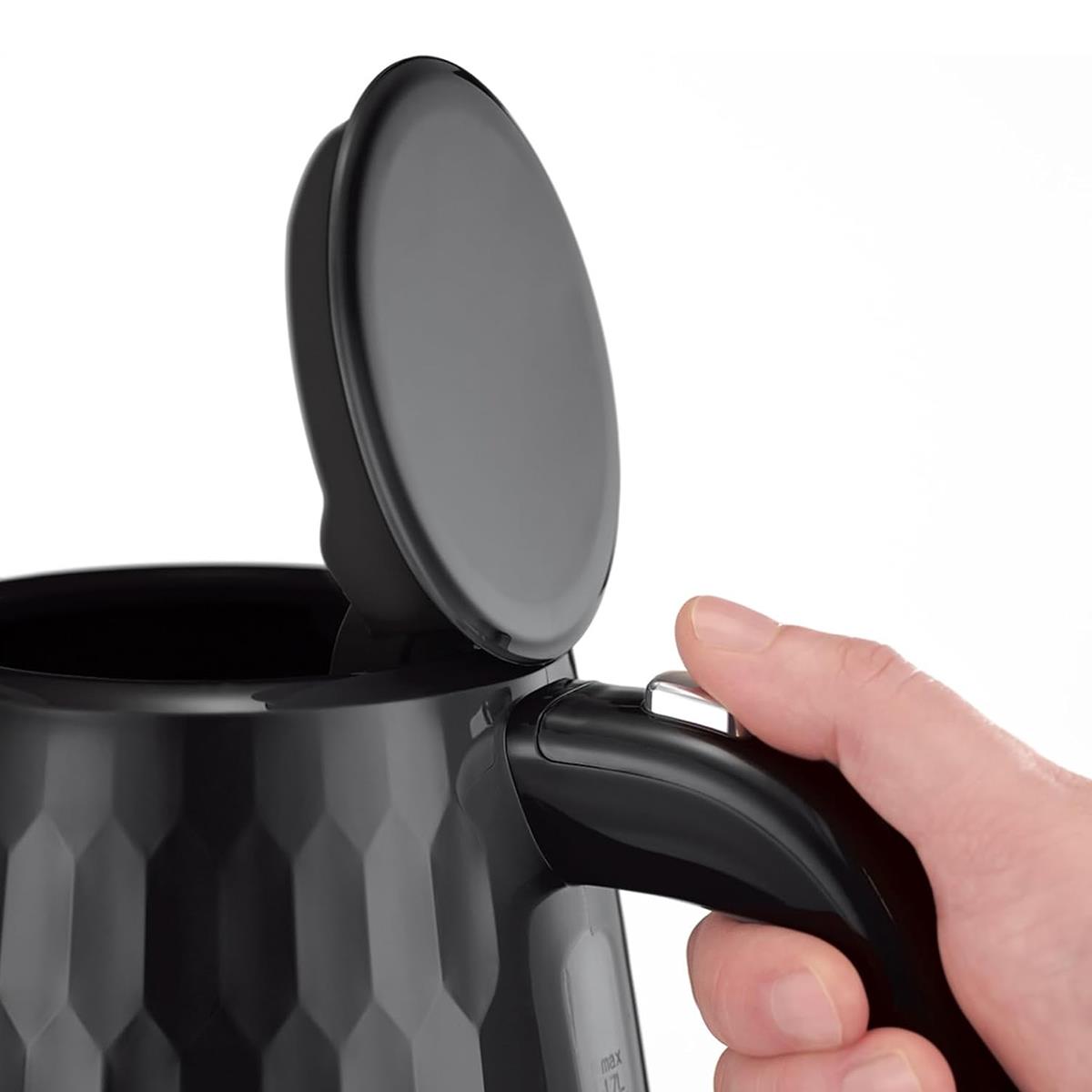 Russell Hobbs Honeycomb Electric Kettle 3000W 1.7 Litre Cordless Fast Boil Perfect Pour Spout Black