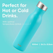 Smidge Stainless Steel Insulated Water Bottle 500ml Double Wall Vacuum Flask BPA-Free Leak Proof Aqua