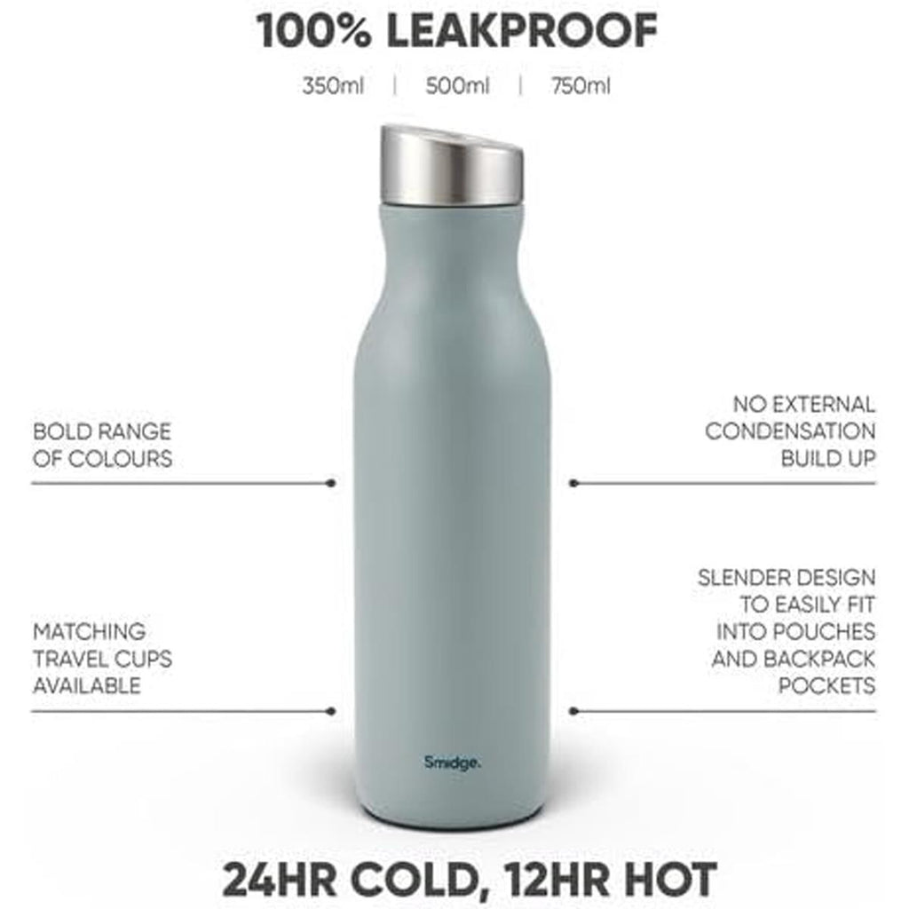 Smidge Stainless Steel Insulated Water Bottle 500ml Double Wall Vacuum Flask BPA-Free Leakproof Spring Dew