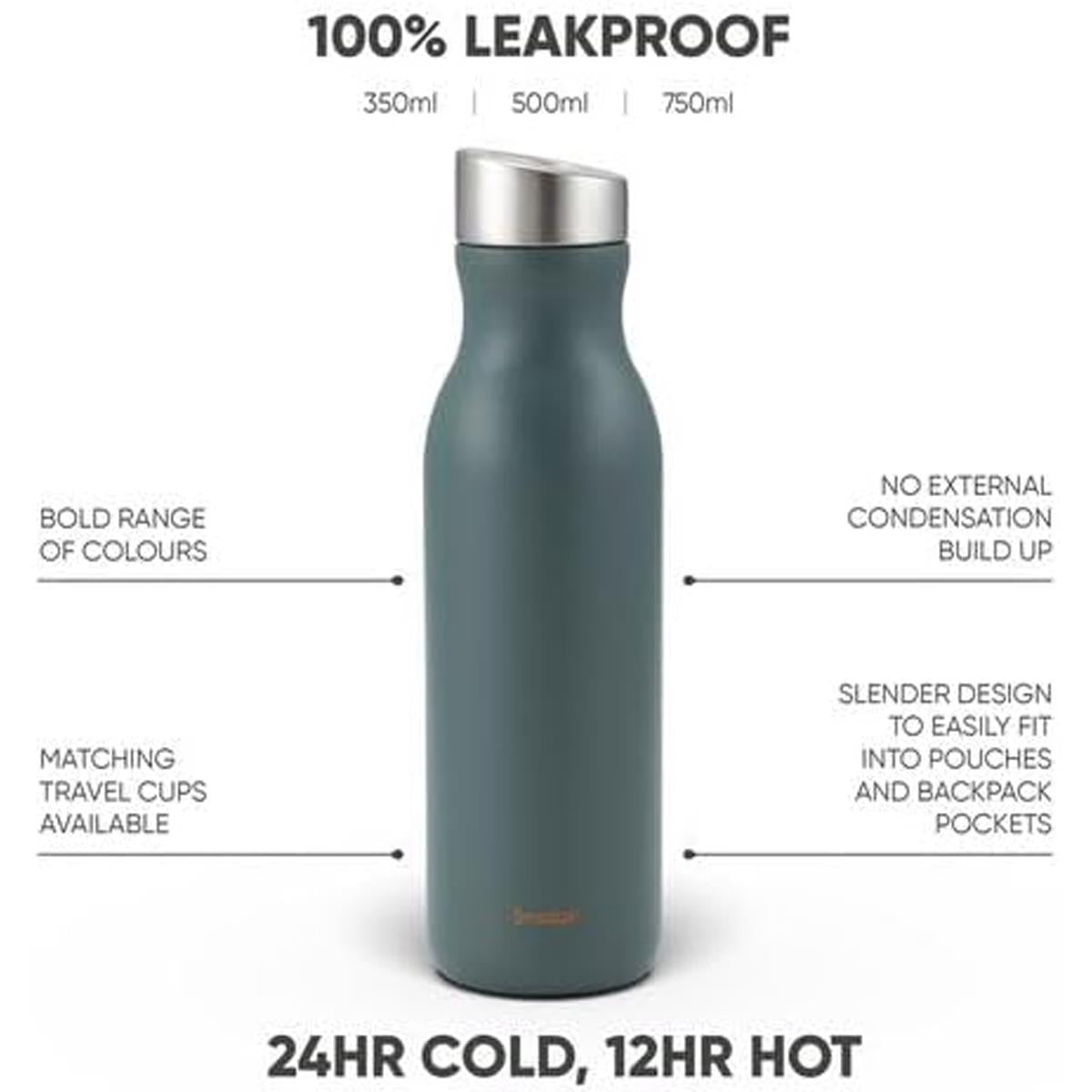 Smidge Stainless Steel Insulated Water Bottle 500ml Double Wall Vacuum Flask BPA-Free Leakproof Storm