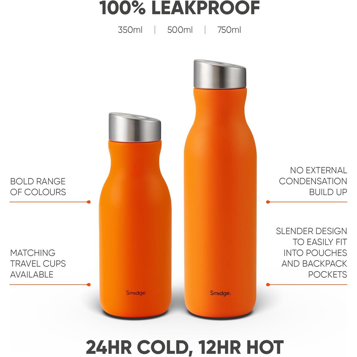 Smidge 750ml Stainless Steel Insulated Water Bottle Double Wall Leakproof Flask for Hot & Cold Drinks Wide Mouth