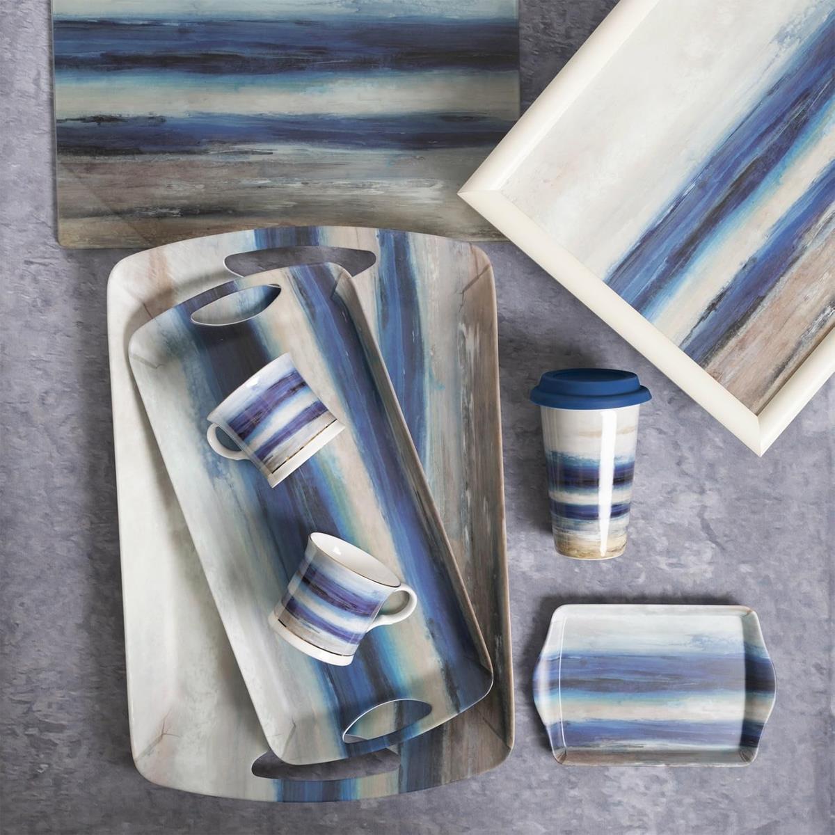 Creative Tops Blue Abstract Cushioned Bean Bag Lap Tray 44 x 34cm Plastic Dinner Laptop Tray