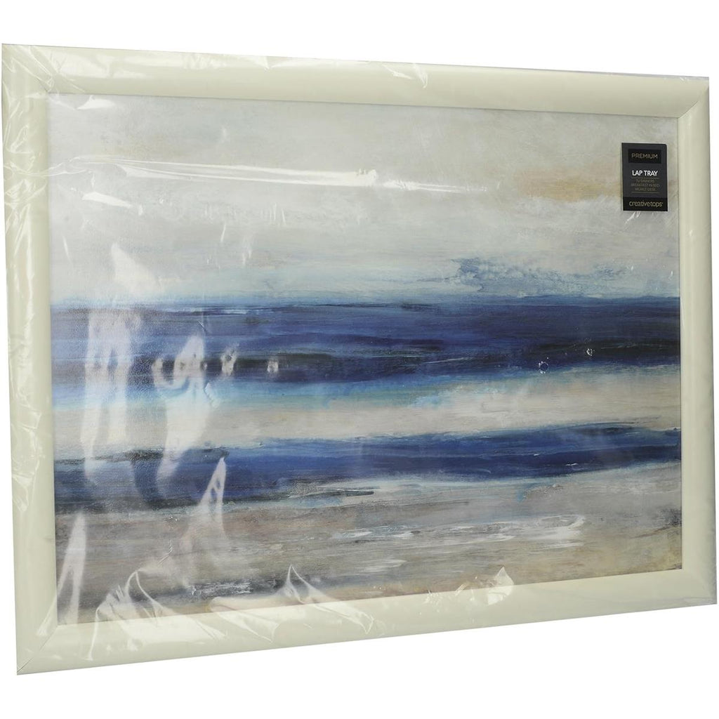 Creative Tops Blue Abstract Cushioned Bean Bag Lap Tray 44 x 34cm Plastic Dinner Laptop Tray