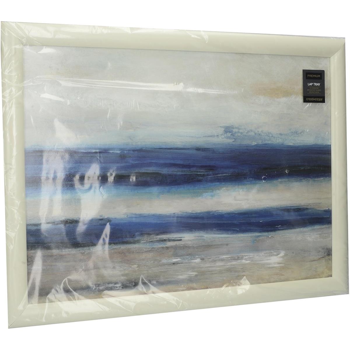 Creative Tops Blue Abstract Cushioned Bean Bag Lap Tray 44 x 34cm Plastic Dinner Laptop Tray