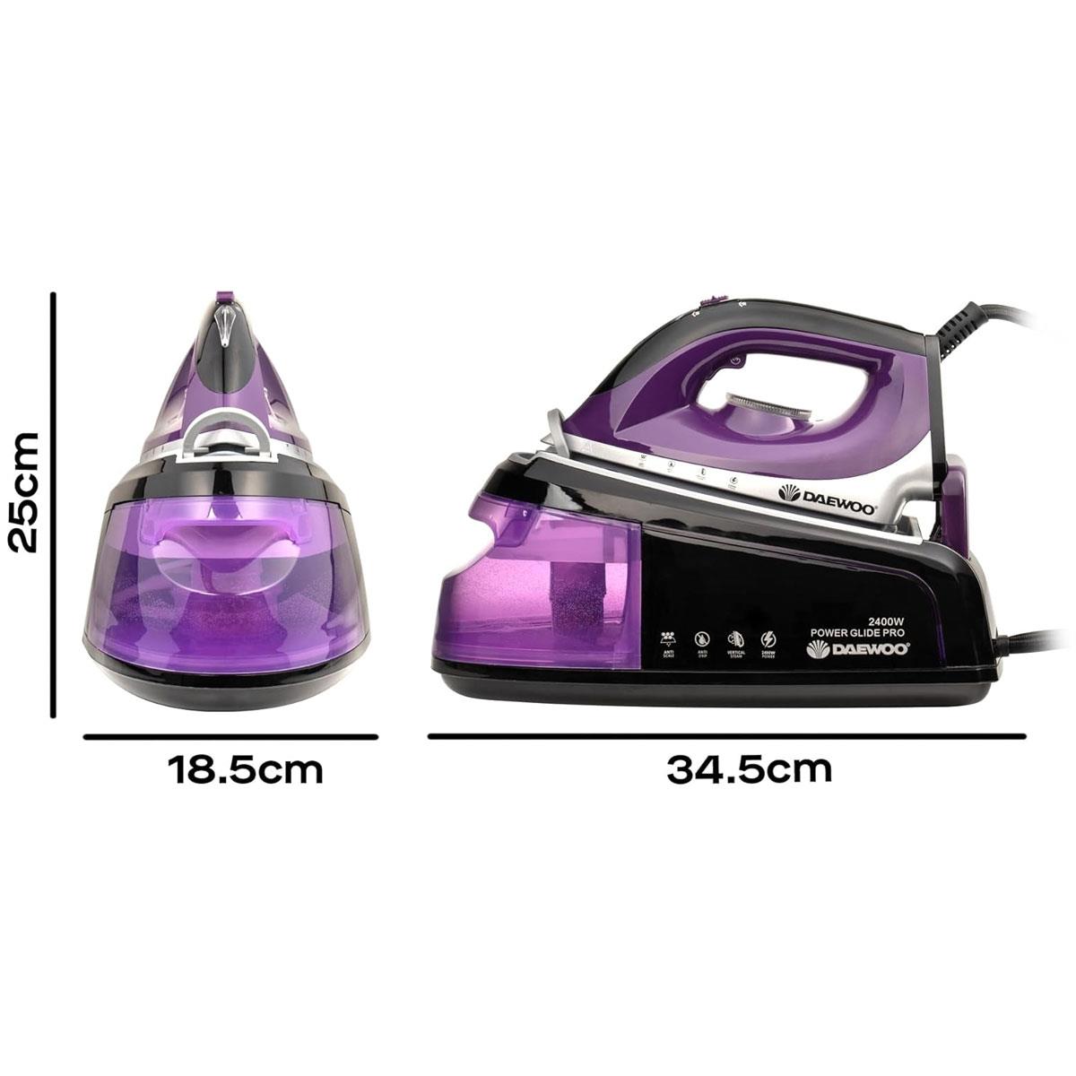 Daewoo Steam Station Iron 2400W With 1.2L Detachable Water Tank Ceramic Soleplate Adjustable Steam Black & Purple Secondary image