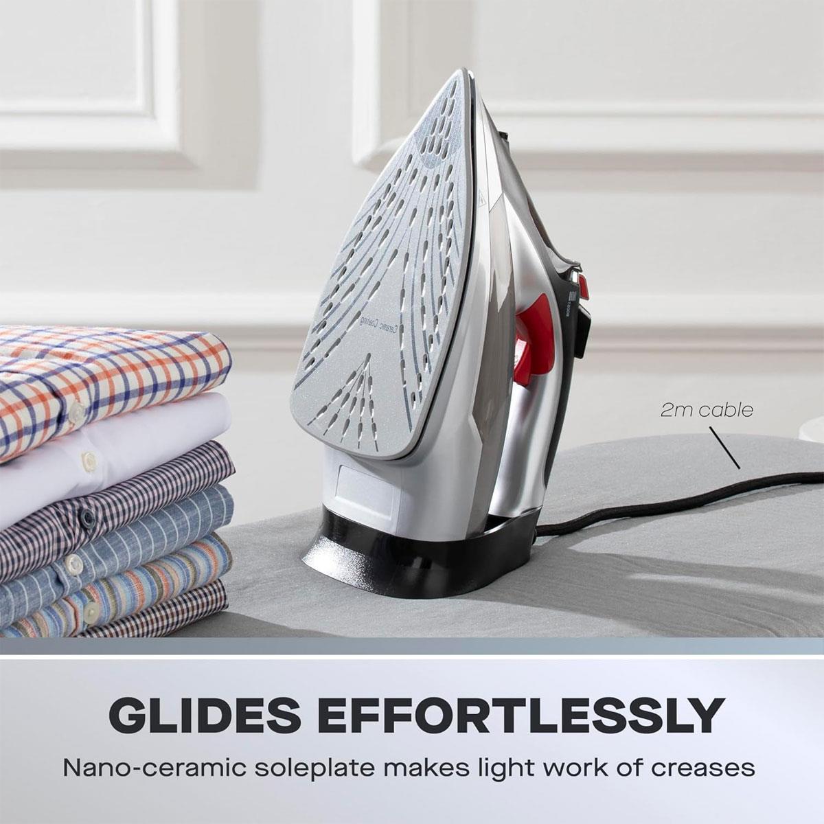 Daewoo Power Glide Steam Iron 3000W with Ceramic Soleplate Burst Steam Precision Tip Self-Clean & Anti-Calc Black