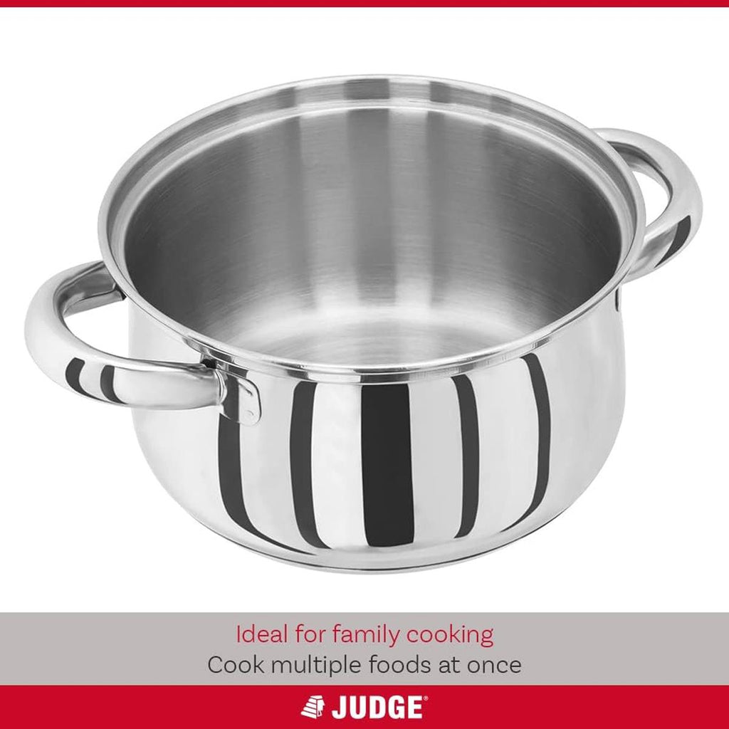 Judge Essential 16cm 3 Tier Stainless Steel Steamer Pot with Glass Lid Induction Hob Food Steamer Set