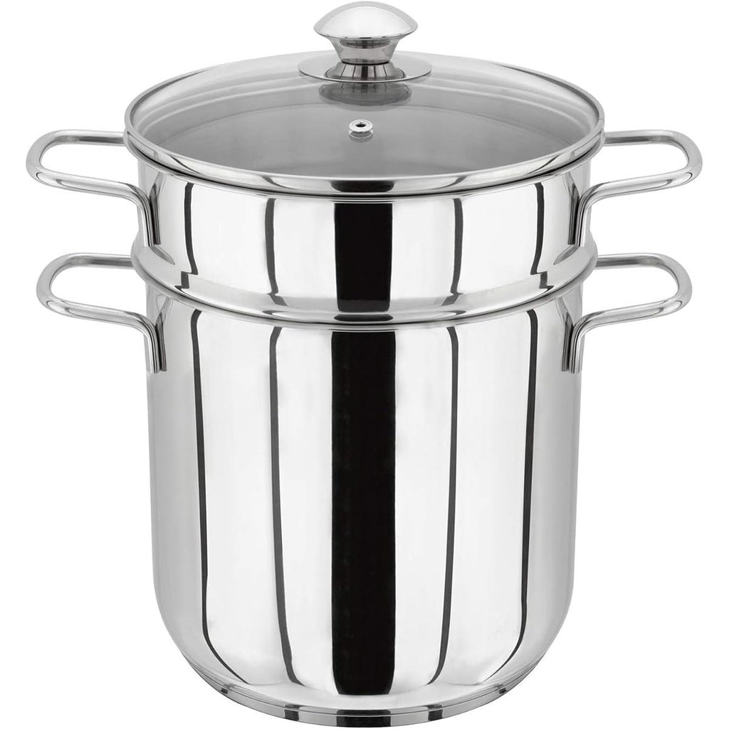 Judge Stainless Steel Pasta Pot 5.2 Litre with Drainer Insert Vented Glass Lid Induction Hob Stockpot Cooker