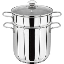 Judge Stainless Steel Pasta Pot 5.2 Litre with Drainer Insert Vented Glass Lid Induction Hob Stockpot Cooker