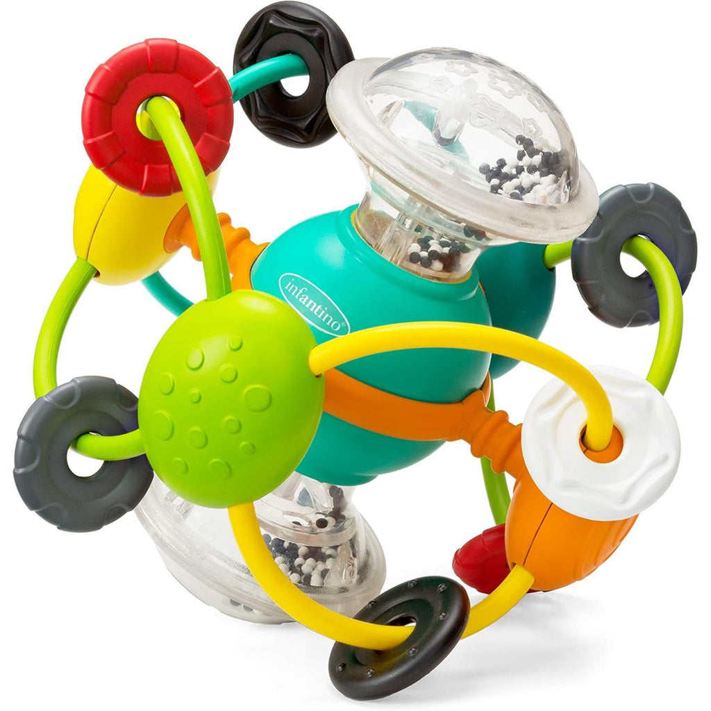 Infantino Magic Activity Ball Baby Sensory Toy With Rattle Beads Easy Grip 6 Months+