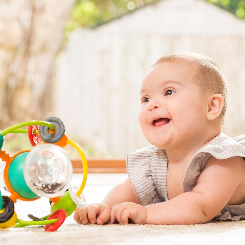 Infantino Magic Activity Ball Baby Sensory Toy With Rattle Beads Easy Grip 6 Months+