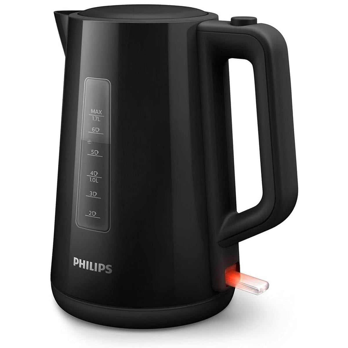 Philips Series 3000 Electric Kettle 1.7 Litre 2200W Plastic Cordless Fast Boil With Removable Filter & Pirouette Base Black Main image