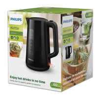 Philips Series 3000 Electric Kettle 1.7 Litre 2200W Plastic Cordless Fast Boil With Removable Filter & Pirouette Base Black