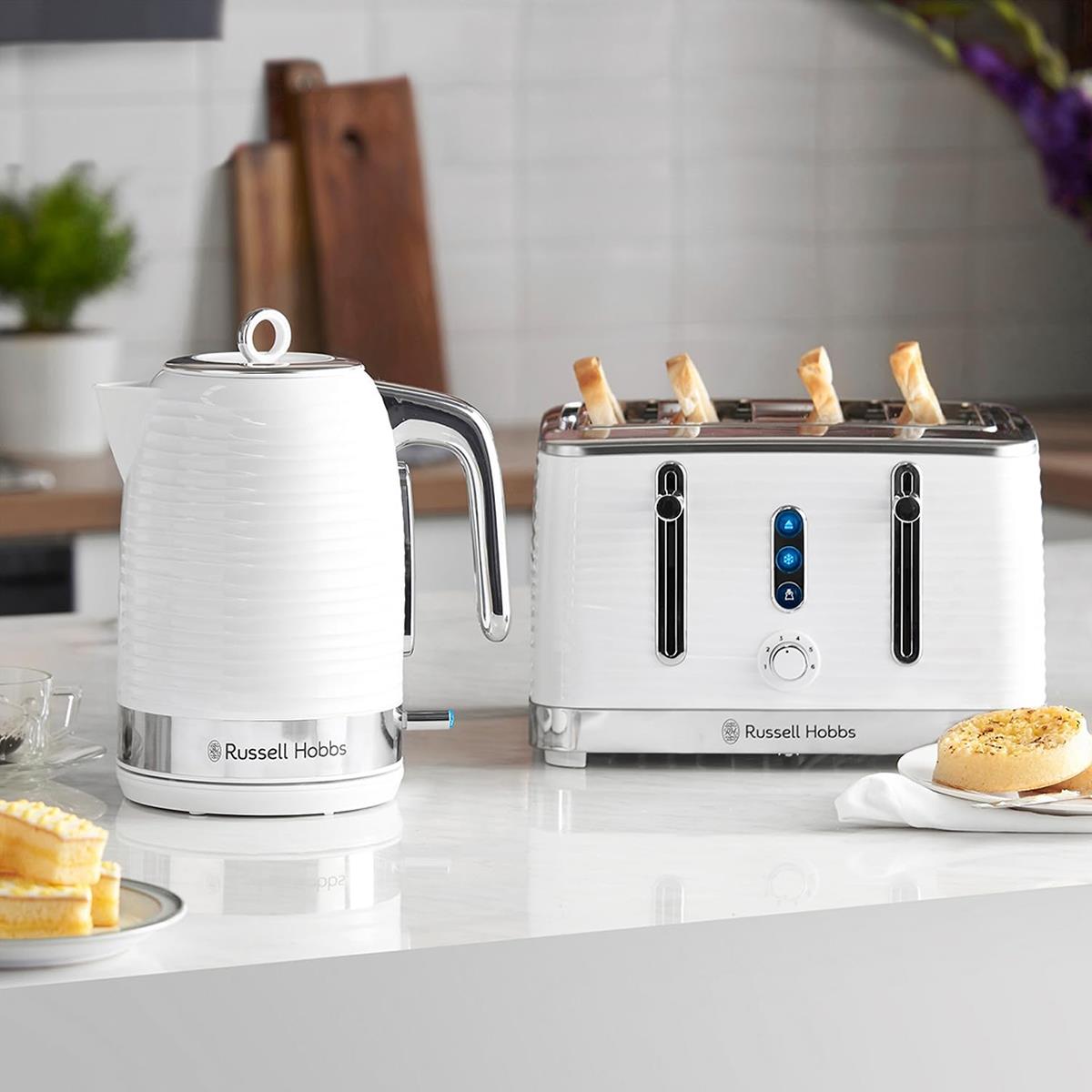 Russell Hobbs Inspire Electric Kettle 1.7 Litre 3000W White Textured Plastic With Removable Anti-Scale Filter
