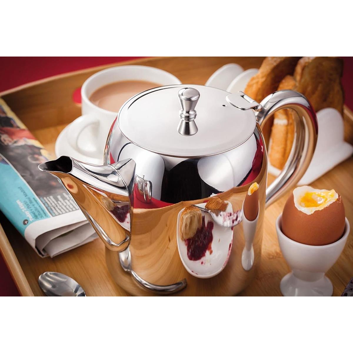 Judge Traditional Stainless Steel Teapot 1.2 Litre 6 Cup Tall Design With Non-Drip Spout Hinged Lid Dishwasher Safe Silver Secondary image