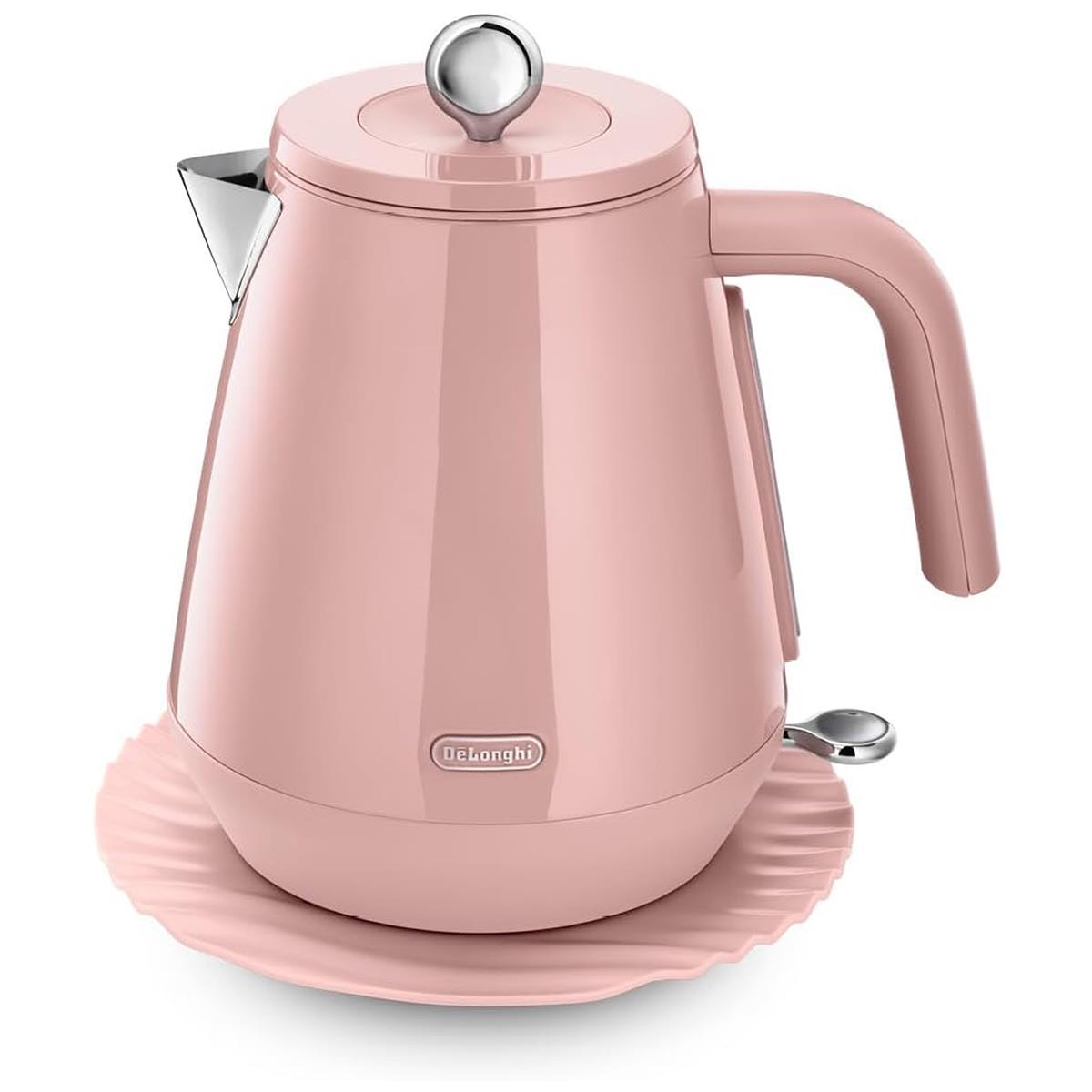 Delonghi Eclettica Electric Jug Kettle 1.7 Litre 3000W Stainless Steel Rapid Boil With Anti-Scale Filter 360° Base Pink Main image