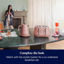 Delonghi Eclettica Electric Jug Kettle 1.7 Litre 3000W Stainless Steel Rapid Boil With Anti-Scale Filter 360° Base Pink