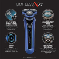 Remington Limitless X5 Men's Rotary Shaver With SYNX Hybrid Cutting System Wet And Dry USB Rechargeable Navy