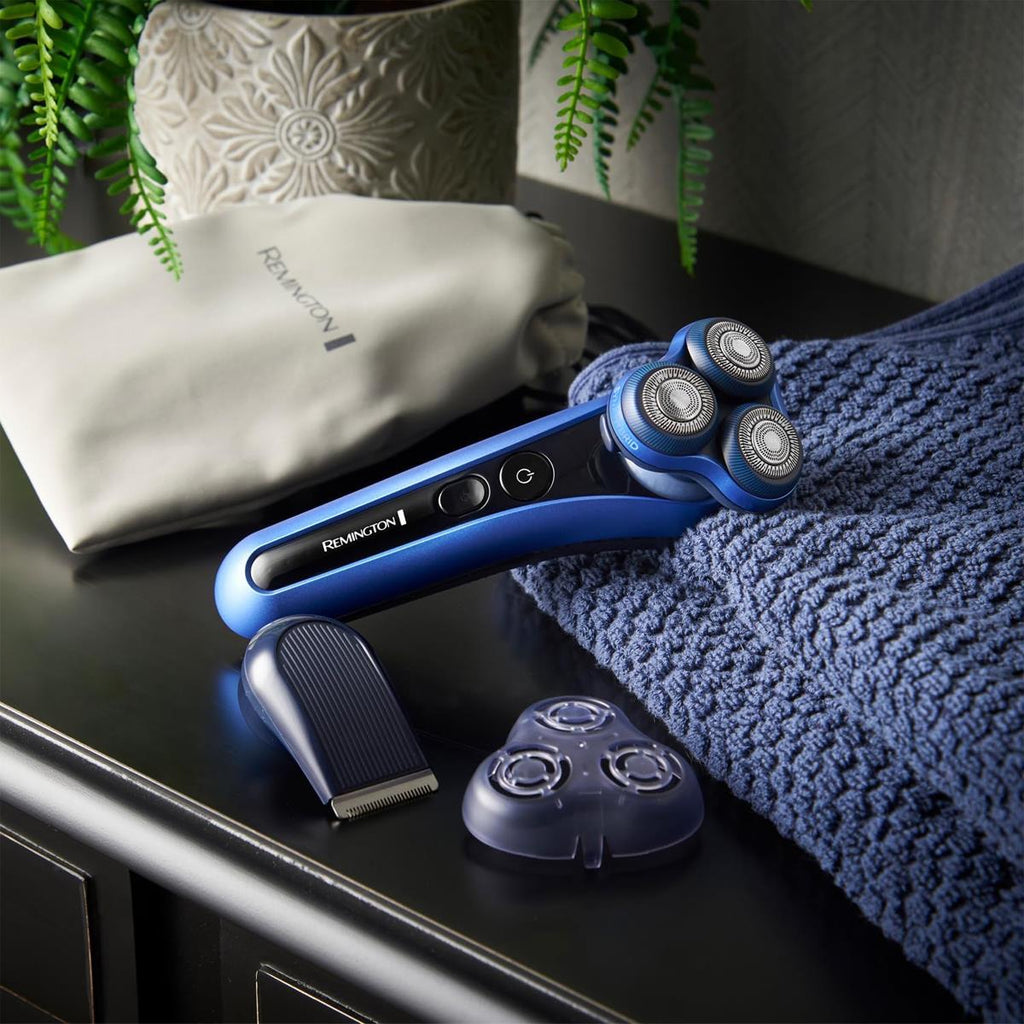 Remington Limitless X5 Men's Rotary Shaver With SYNX Hybrid Cutting System Wet And Dry USB Rechargeable Navy
