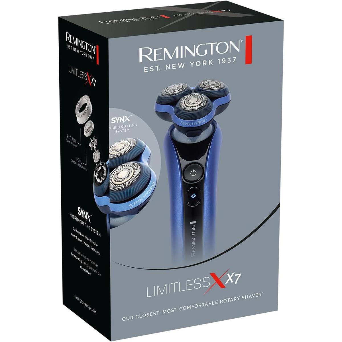 Remington Limitless X5 Men's Rotary Shaver With SYNX Hybrid Cutting System Wet And Dry USB Rechargeable Navy