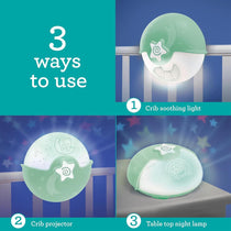 Infantino Soothing Light And Projector Clip-On Crib Night Light with Star Projector LED Musical Sleep Soother Sage
