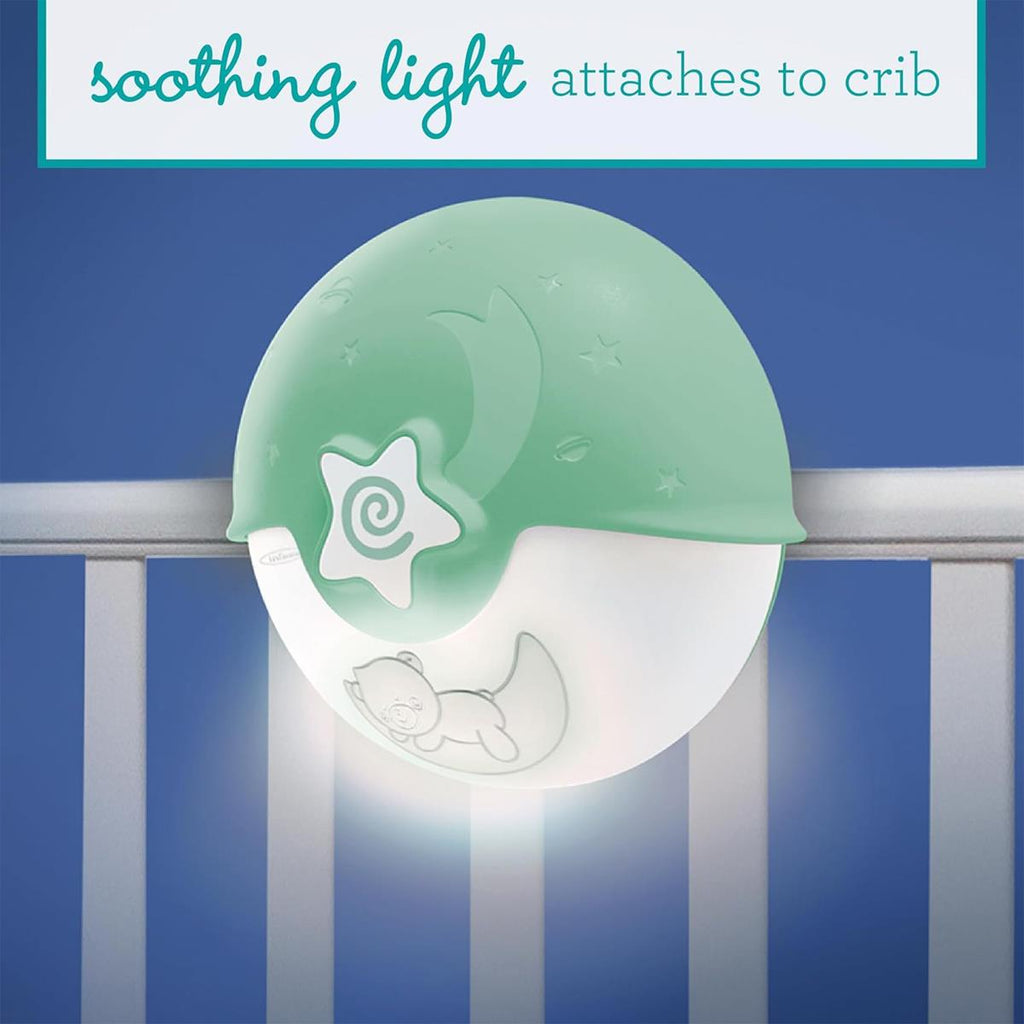 Infantino Soothing Light And Projector Clip-On Crib Night Light with Star Projector LED Musical Sleep Soother Sage