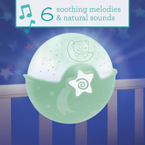 Infantino Soothing Light And Projector Clip-On Crib Night Light with Star Projector LED Musical Sleep Soother Sage