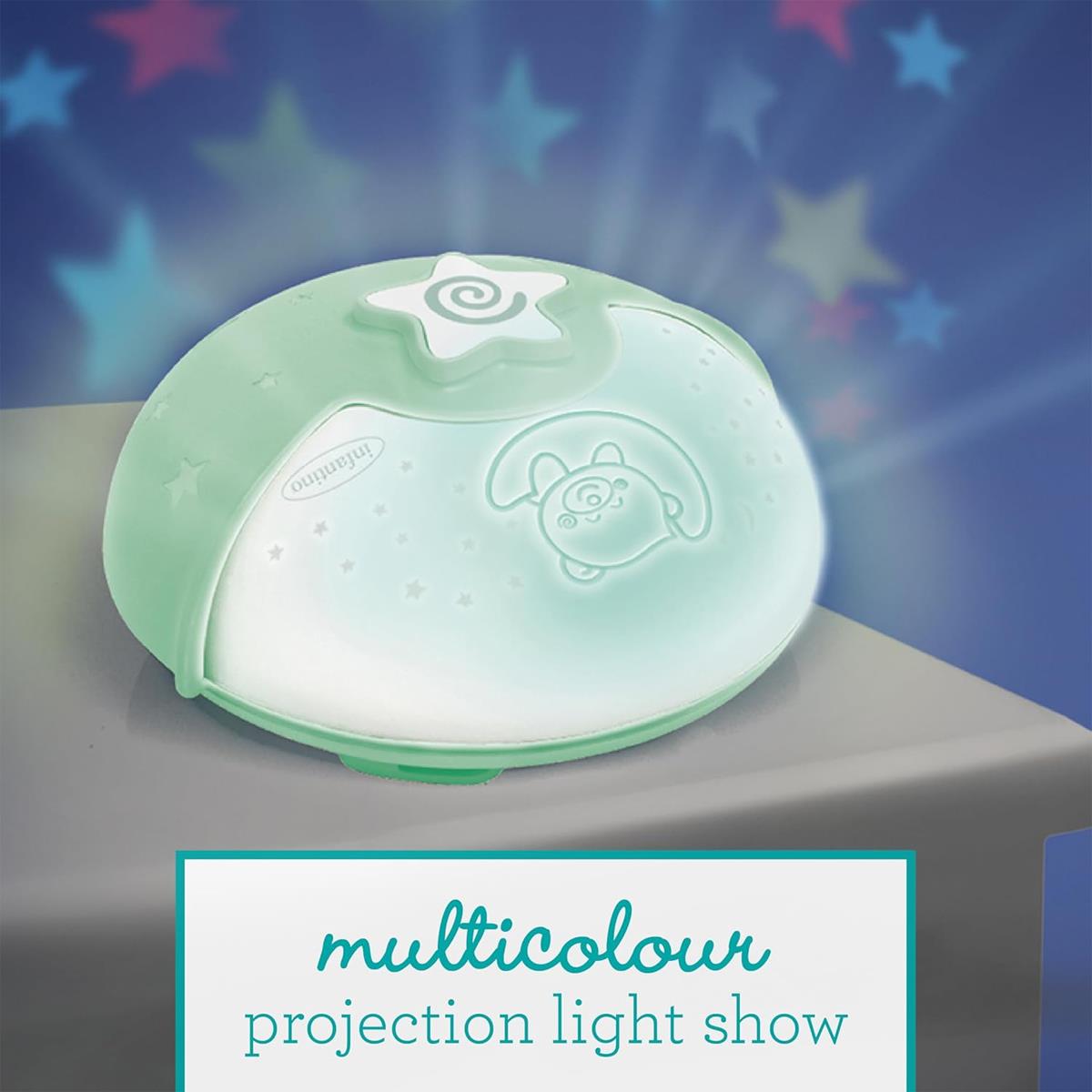 Infantino Soothing Light And Projector Clip-On Crib Night Light with Star Projector LED Musical Sleep Soother Sage