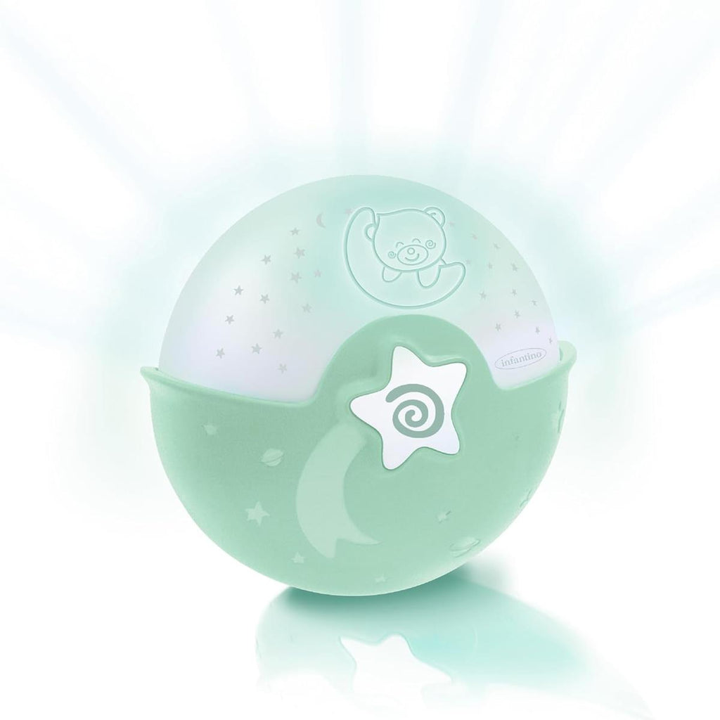 Infantino Soothing Light And Projector Clip-On Crib Night Light with Star Projector LED Musical Sleep Soother Sage