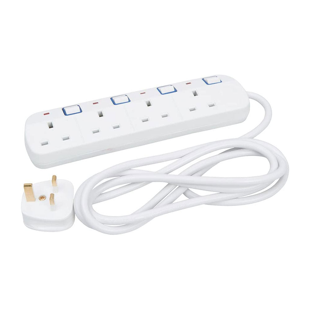 Powermaster 4 Gang Switched Extension Lead 2m With Neon Indicator White Secondary image