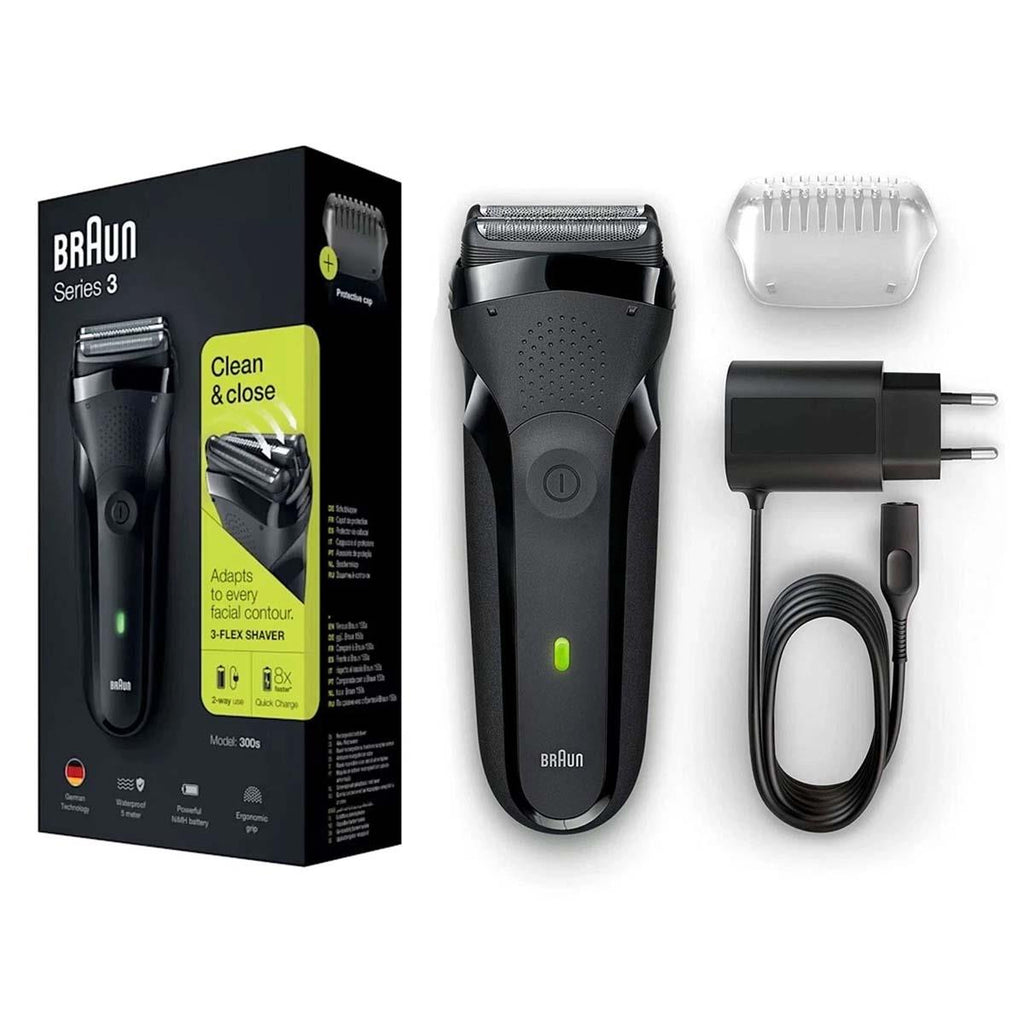 Braun Series 3 Rechargeable Electric Shaver Black 300s Electric Foil Razor
