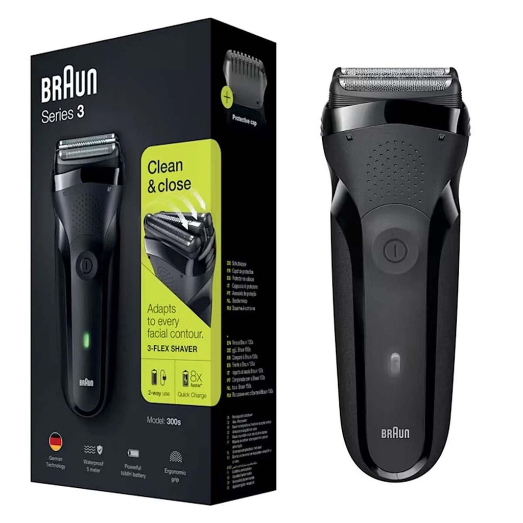 Braun Series 3 Rechargeable Electric Shaver Black 300s Electric Foil Razor