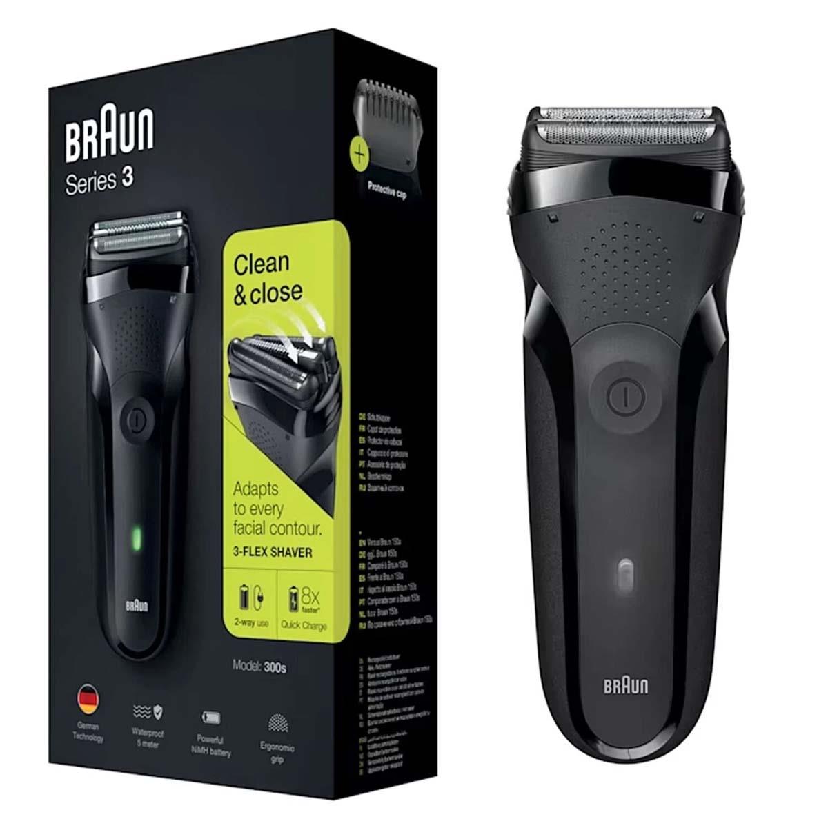 Braun Series 3 Rechargeable Electric Shaver Black 300s Electric Foil Razor