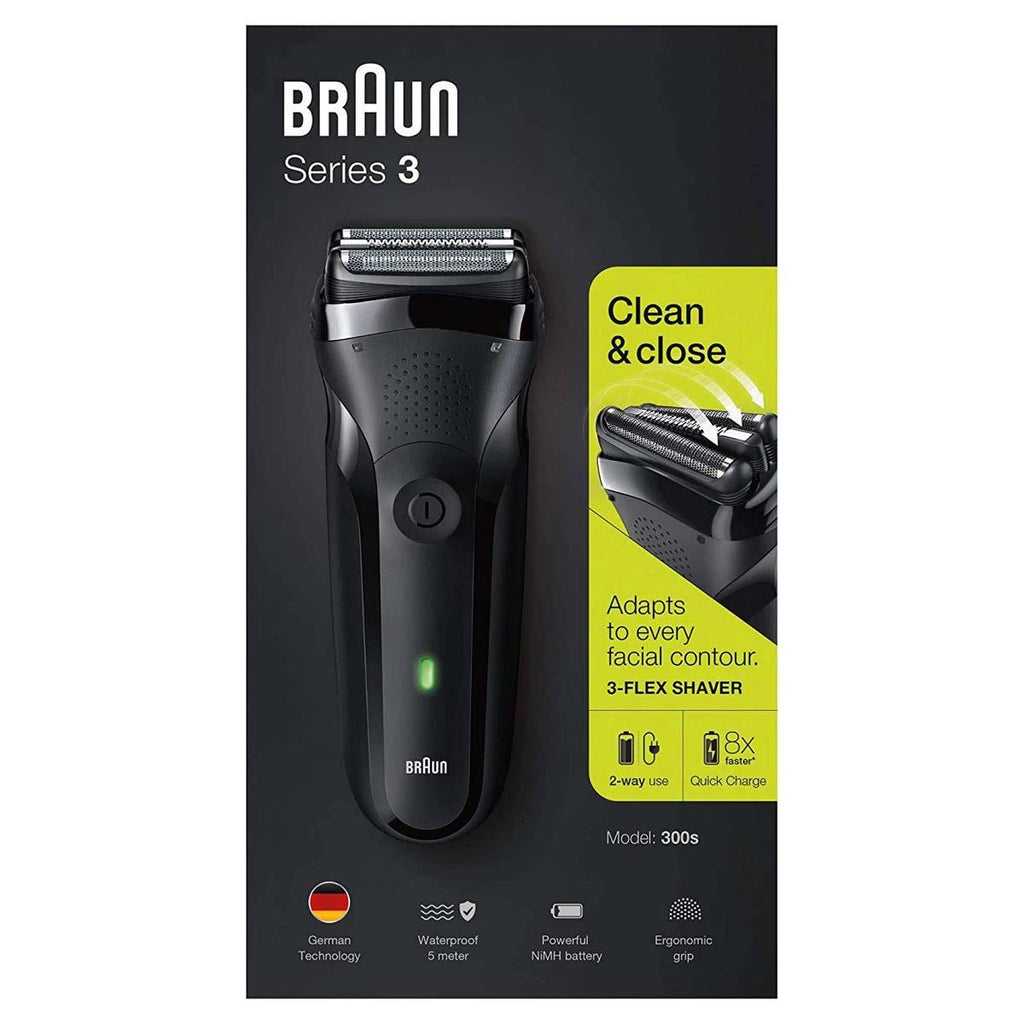 Braun Series 3 Rechargeable Electric Shaver Black 300s Electric Foil Razor