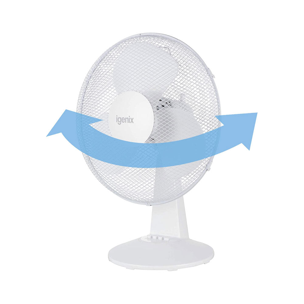 Igenix DF1610 Portable Desk Fan 16 Inch Quiet Oscillating 3-Speed Adjustable Tilt