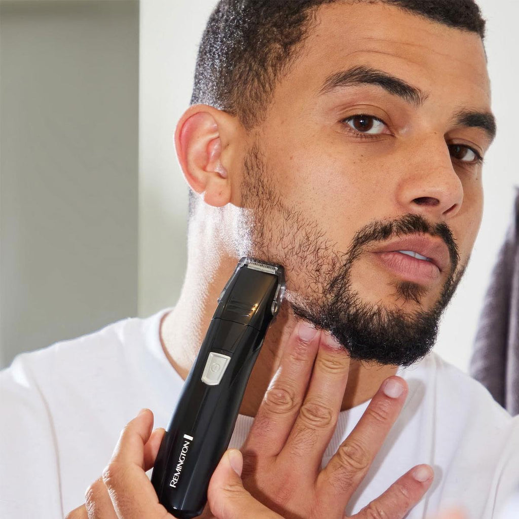Remington Personal Groomer Hair Trimmer Battery Operated 4in1 Facial Hair Grooming Kit with Steel Self Sharpening Blades