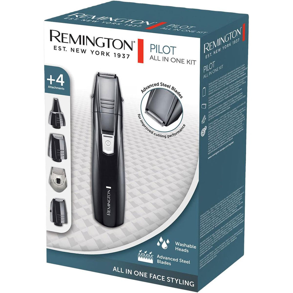 Remington Personal Groomer Hair Trimmer Battery Operated 4in1 Facial Hair Grooming Kit with Steel Self Sharpening Blades