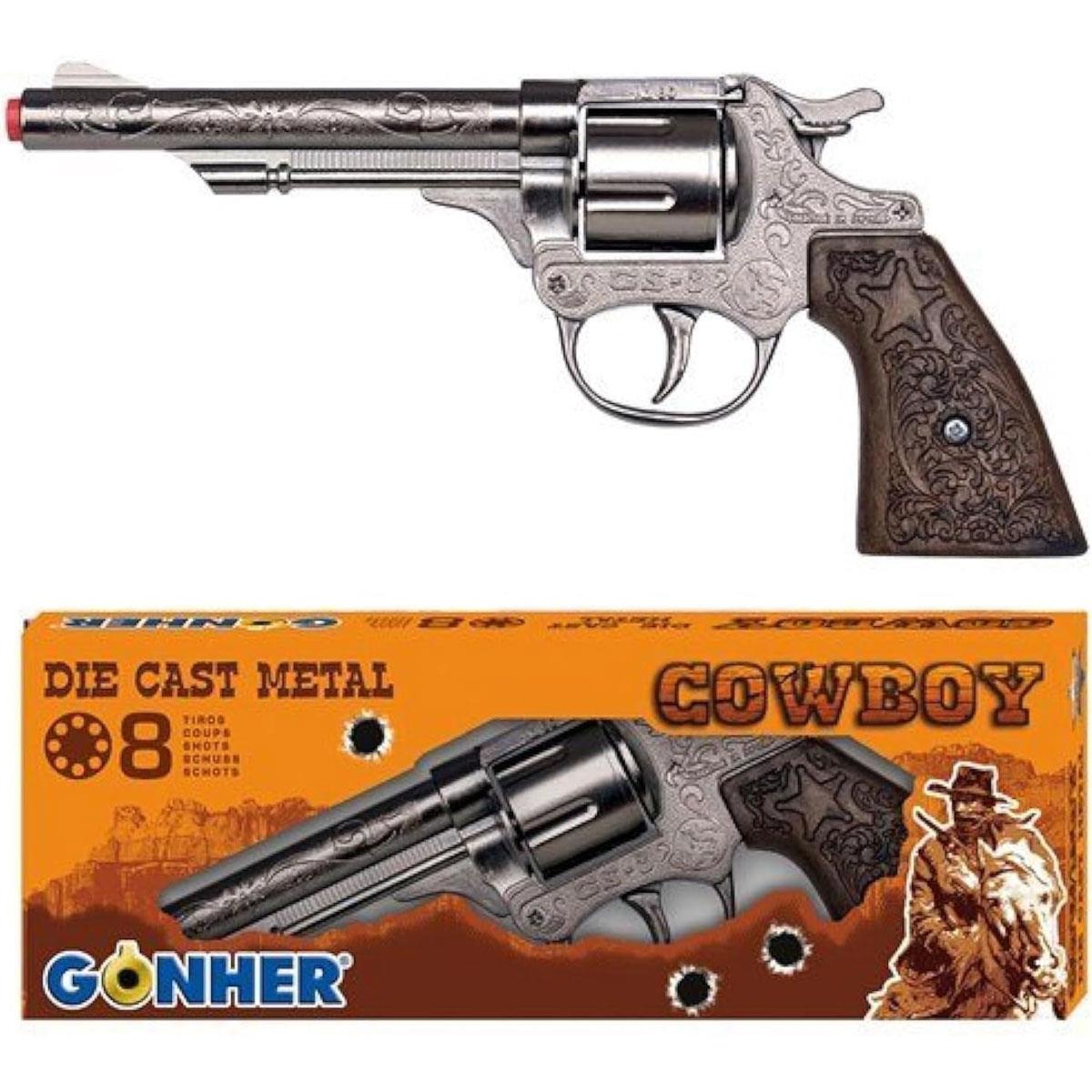 Gonher Diecast Metal Cap Gun Shot Cowboy 8 Ring Toy 20.5cm Western Style