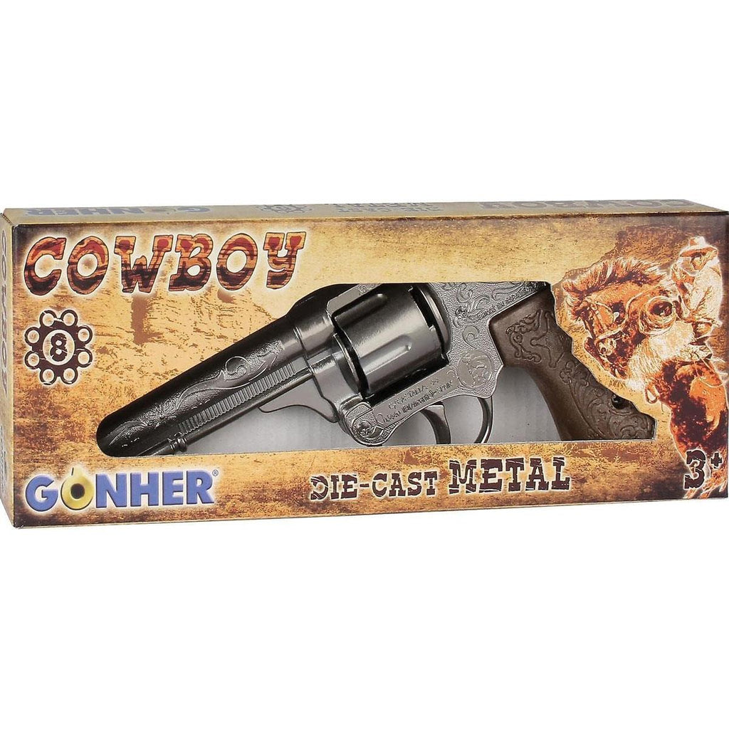Gonher Diecast Metal Cap Gun Shot Cowboy 8 Ring Toy 20.5cm Western Style