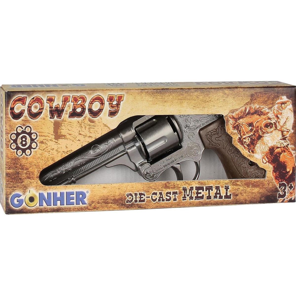 Gonher Diecast Metal Cap Gun Shot Cowboy 8 Ring Toy 20.5cm Western Style